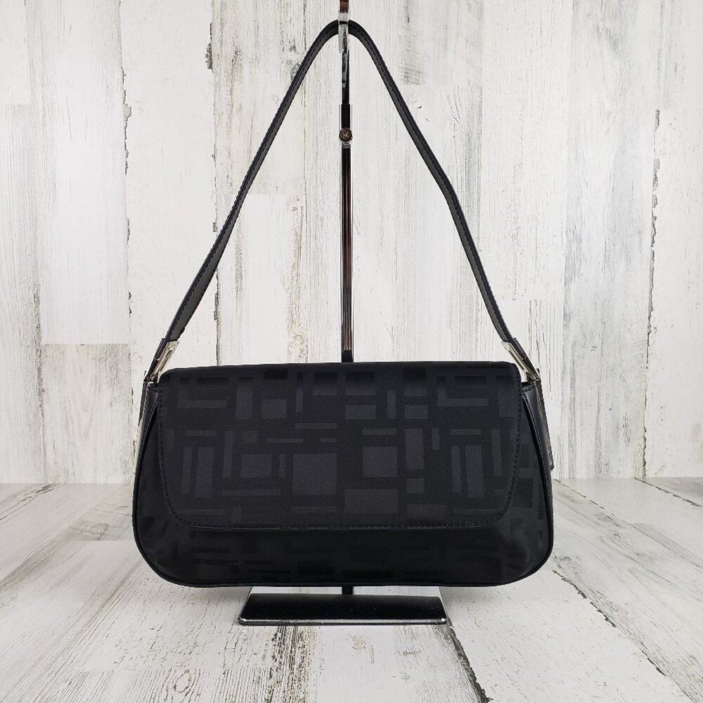 The Limited Small Black Textured Silver-Tone Hardware Shoulder Bag Women's Purse